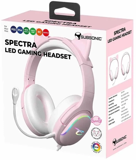 Навушники Subsonic Spectra LED Gaming Pink (SA5684-1) - зображення 15