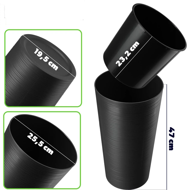 Donice na kwiaty z wkładem Kadax Latina K10308 19 cm + 25 cm + 30 cm Antracyt - obraz 4