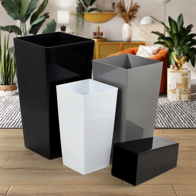 Donice na kwiaty z wkładem Kadax Masiera K8048 19 cm + 25 cm + 30 cm Czarne - obraz 4