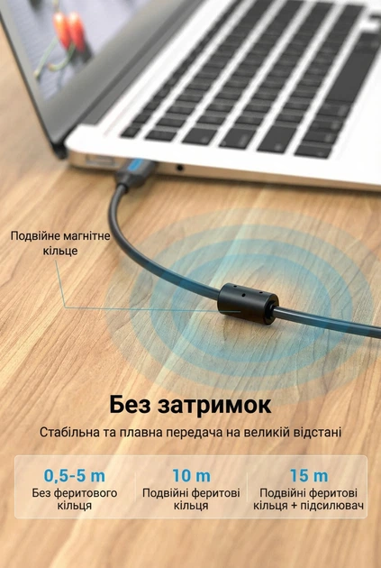 Кабель для принтера Vention USB 2.0 AM-BM 480 Мбит/с двойное экранирование 2 м Черный (COQBH) - изображение 5