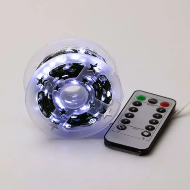 LED гирлянда Роса 500 LED 50 м с пультом, зеленый провод, цвет свечения белый - Фото 5 LED гирлянда Роса 500 LED 50 м с пультом, зеленый провод, цвет свечения белый - изображение 5