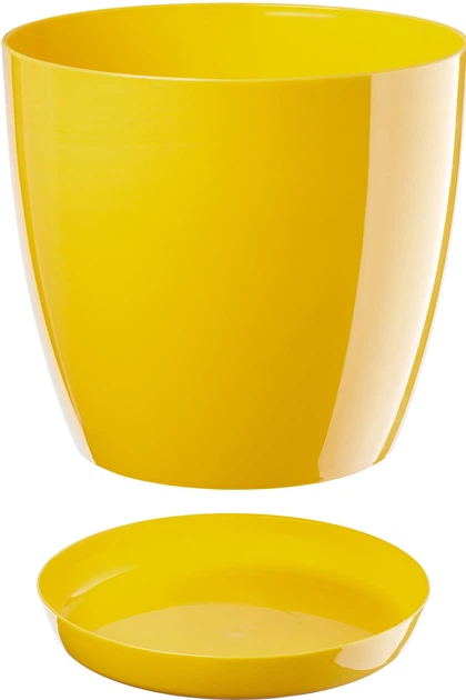 Doniczka na kwiaty z podstawką Kadax Agen 23 cm 3 szt. Zółty (K10599) - obraz 3