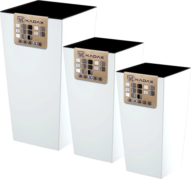 Квіткові горщики зі вставкою Kadax Masiera K8052 25 см + 30 см + 35 см Білі - зображення 3