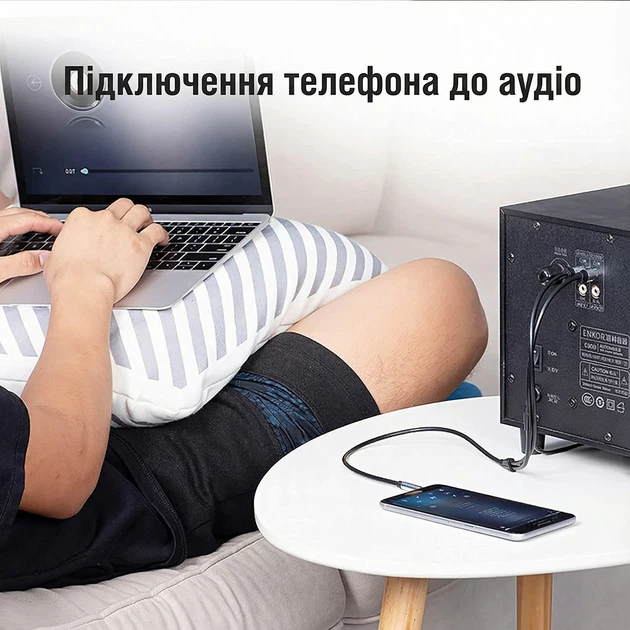 Аудиокабель Vention 3.5 мм - 2RCA 2 м Hi-Fi, позолоченные контакты, алюминиевый корпус Черный (BCFBH) - изображение 5