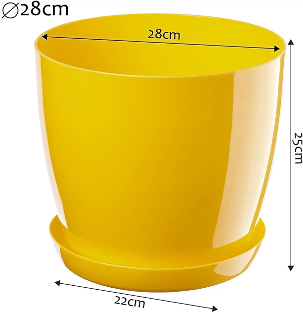 Doniczka na kwiaty z podstawką Kadax Agen 28 cm 3 szt. Zółty (K10600) - obraz 6