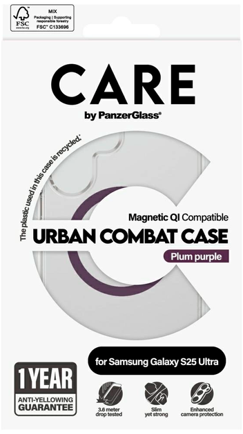 Etui PanzerGlass Flagship Urban Combat QI do Samsung Galaxy S25 Ultra Transparent-Purple (5715685016998) - obraz 3