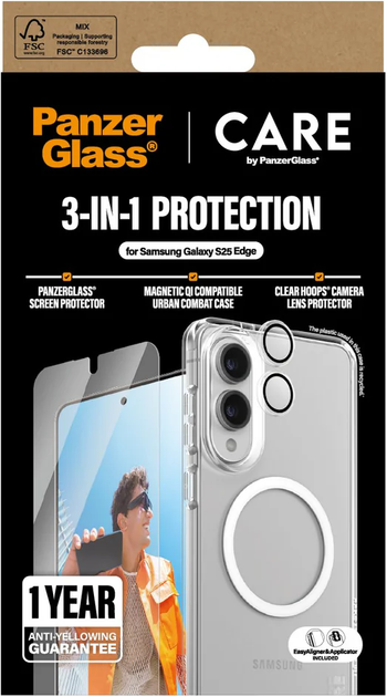 Панель PanzerGlass Flagship MagSafe 3in1 для Samsung Galaxy S25 Edge Transparent (5715685025983) - зображення 4