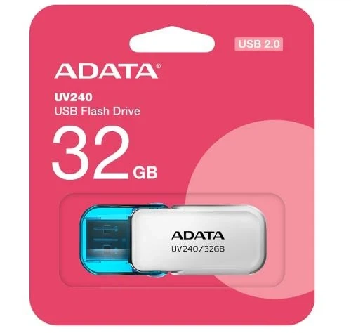 Флеш накопитель USB 32Gb ADATA UV240, White/Blue, USB 2.0 (AUV240-32G-RWH) - Фото 3 Флеш накопитель USB 32Gb ADATA UV240, White/Blue, USB 2.0 (AUV240-32G-RWH) - изображение 3