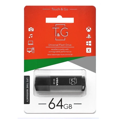 Флеш накопитель USB 64Gb T&G Vega TG121, Black, USB 2.0 (TG121-64GBBK) - изображение 5