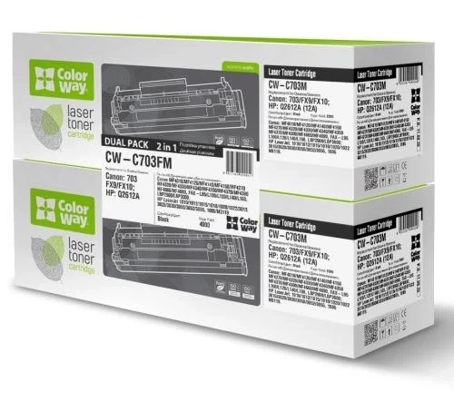 Картридж Canon 703, Black, ColorWay, Dual Pack (CW-C703FM) - Фото 4 Картридж Canon 703, Black, ColorWay, Dual Pack (CW-C703FM) - изображение 4