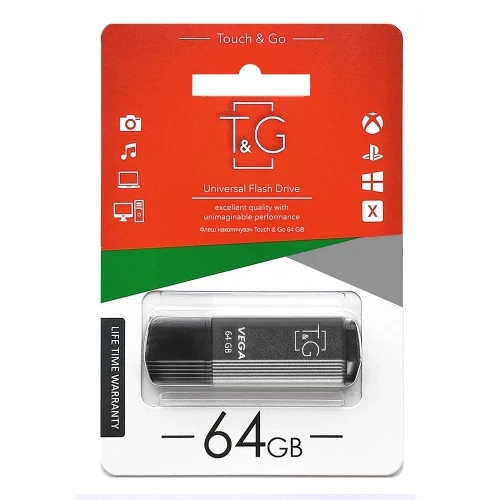 Флеш накопичувач USB 64Gb T&G Vega TG121, Grey, USB 2.0 (TG121-64GBGY) - зображення 5