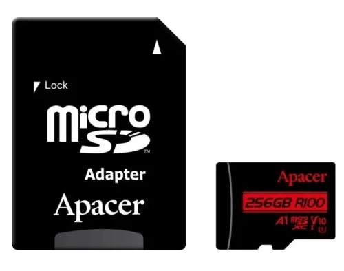 Карта памяти microSDXC, 256Gb, Apacer, SD адаптер (AP256GMCSX10UB-R) - изображение 3