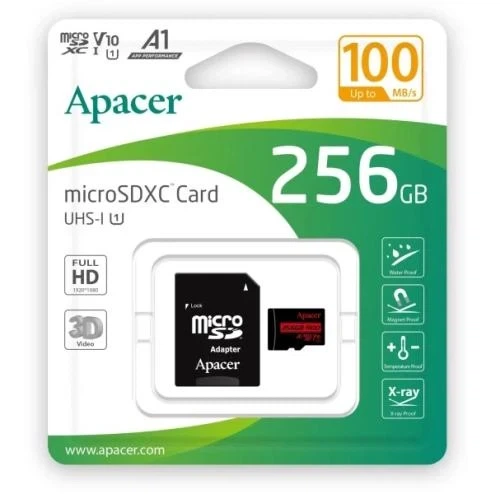 Карта памяти microSDXC, 256Gb, Apacer, SD адаптер (AP256GMCSX10UB-R) - изображение 4