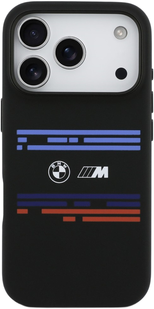 Etui BMW M Silicon Horizontal Line MagSafe do Apple iPhone 17 Pro Black (BMHMP17L25SHOTSK) - obraz 3