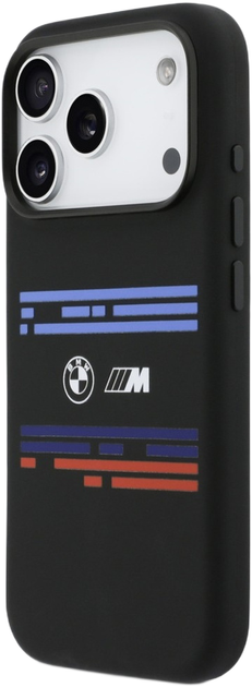 Etui BMW M Silicon Horizontal Line MagSafe do Apple iPhone 17 Pro Max Black (BMHMP17X25SHOTSK) - obraz 2