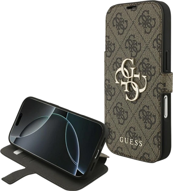 Чохол-книжка Guess Book 4G Metal Logo для Apple iPhone 17 Pro Brown (GUBKP17L4GMGBR) - зображення 6