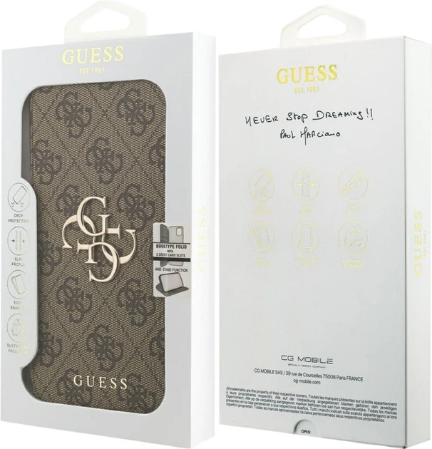 Чохол-книжка Guess Book 4G Metal Logo для Apple iPhone 17 Pro Max Brown (GUBKP17X4GMGBR) - зображення 7