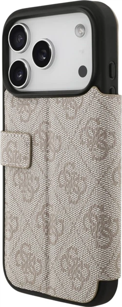 Etui z klapką Guess Book 4G Metal Logo do Apple iPhone 17 Pro Sand (GUBKP17L4GMGPI) - obraz 4