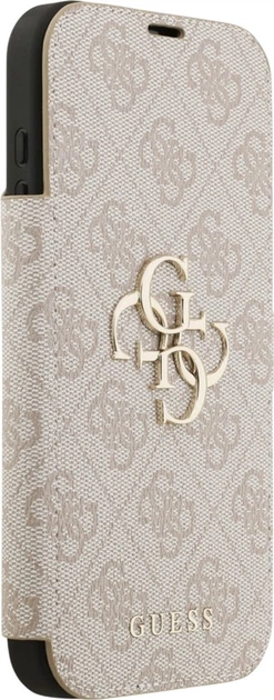 Etui z klapką Guess Book 4G Metal Logo do Apple iPhone 17 Pro Max Sand (GUBKP17X4GMGPI) - obraz 3