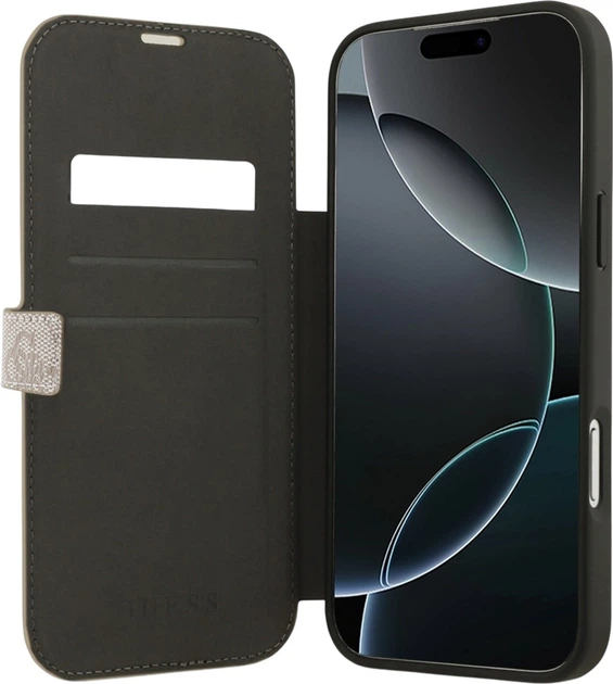 Etui z klapką Guess Book 4G Metal Logo do Apple iPhone 17 Pro Max Sand (GUBKP17X4GMGPI) - obraz 5