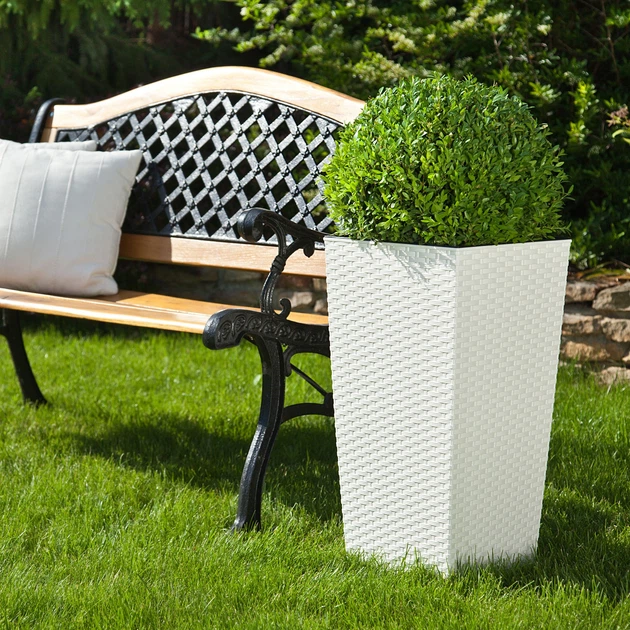 Donice na kwiaty z wkładem Kadax Pesaro K8057 25 cm + 30 cm + 35 cm Białe - obraz 5