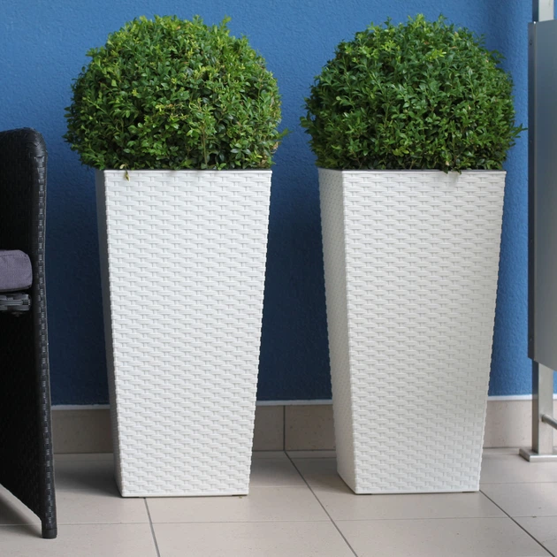 Donice na kwiaty z wkładem Kadax Pesaro K8057 25 cm + 30 cm + 35 cm Białe - obraz 8