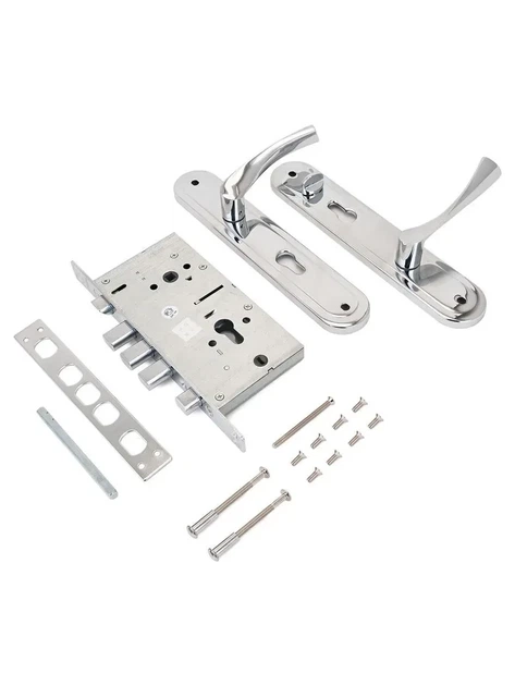 Дверной врезной замок с ручками APECS T-0523 R хром - изображение 6
