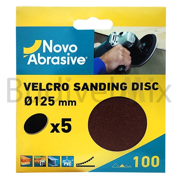 Круг абразивний шліфувальний липучка Novoabrasive P100 125 мм без отворів 5 шт - Фото 1 Круг абразивний шліфувальний липучка Novoabrasive P100 125 мм без отворів 5 шт - изображение 1