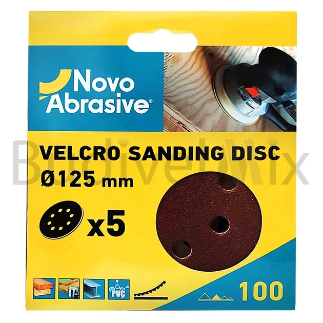 Круг абразивний шліфувальний липучка Novoabrasive P100 125 мм з отворами 5 шт - Фото 1 Круг абразивний шліфувальний липучка Novoabrasive P100 125 мм з отворами 5 шт - изображение 1