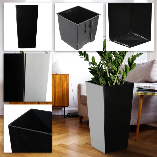 Квіткові горщики зі вставкою Kadax Masiera K8051 25 см + 30 см + 35 см Чорні - зображення 4