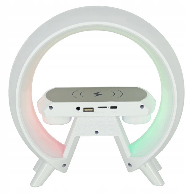 Lampka nocna KIK LED Gamingowa RGB glosnik ladowarka indukcyjna radio budzik zegar (5903039757103) - obraz 3