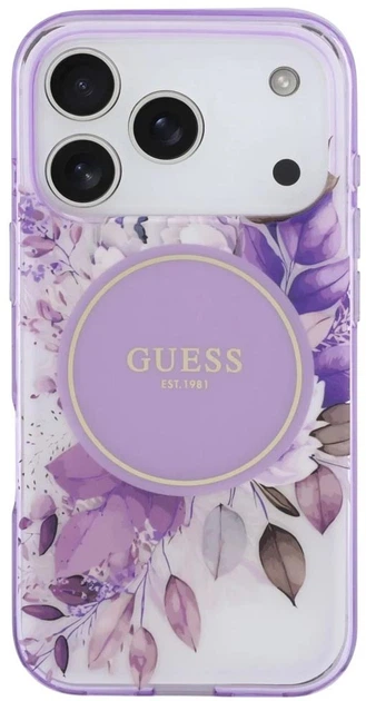 Etui Guess IML Flower & Tonal Circle MagSafe do Apple iPhone 17 Pro Purple (3666339525217) - obraz 3