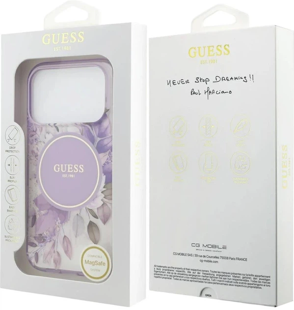 Etui Guess IML Flower & Tonal Circle MagSafe do Apple iPhone 17 Pro Purple (3666339525217) - obraz 8