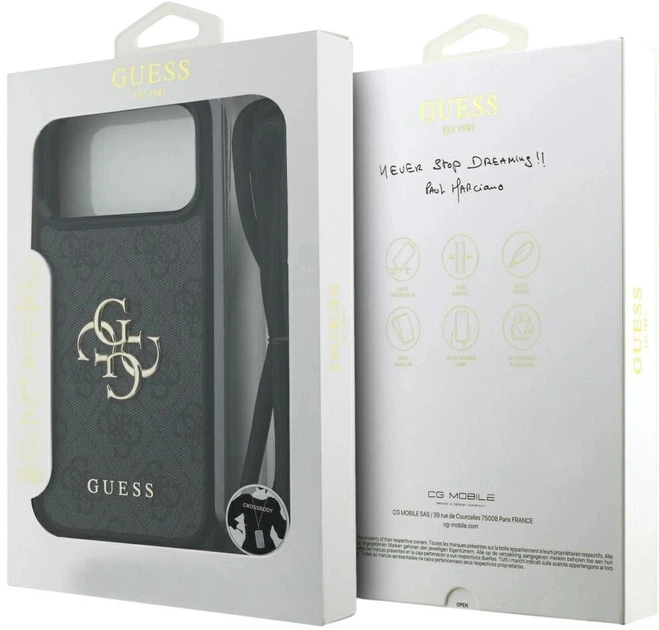 Etui Guess 4G Big Logo Cord Stap Crossbody do Apple iPhone 17 Pro Max Black (3666339526764) - obraz 7