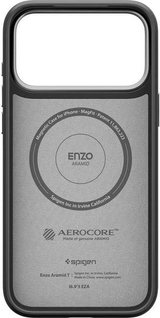 Панель Spigen Enzo Aramid "T" MagSafe Case для Apple iPhone 17 Pro Black-Silver (ACS09958) - зображення 4