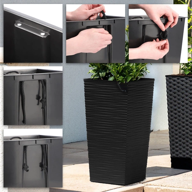 Квіткові горщики зі вставкою Kadax Tuluza K8062 25 см + 30 см + 35 см Чорні - зображення 5