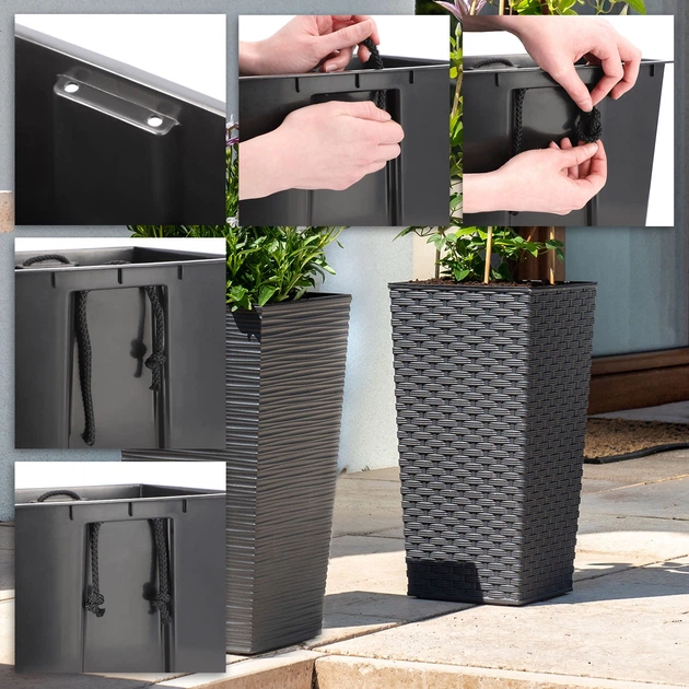 Donice na kwiaty z wkładem Kadax Pesaro K8058 25 cm + 30 cm + 35 cm Grafit - obraz 8