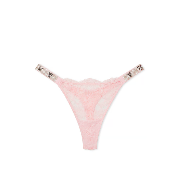 Трусики Victoria's Secret VERY SEXY Bombshell Shine Strap Thong Pink Logo зі стразами M Рожеві Мереживні трусики - Фото 3 Трусики Victoria's Secret VERY SEXY Bombshell Shine Strap Thong Pink Logo зі стразами M Рожеві Мереживні трусики - изображение 3