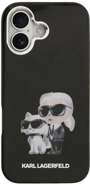 Etui Karl Lagerfeld IML Aquarelle Karl & Choupette & Logo MagSafe do Apple iPhone 17 Black (3666339531171) - obraz 3