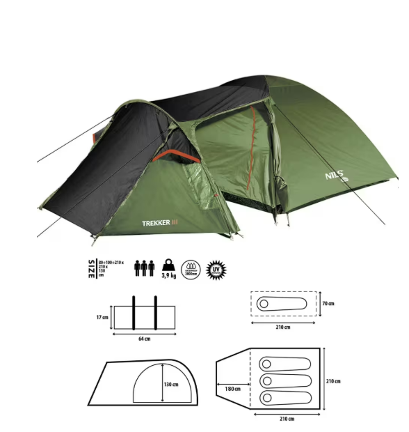 Namiot Nils Camp Trekker III kempingowy NC6312 (5907695554427) - obraz 2