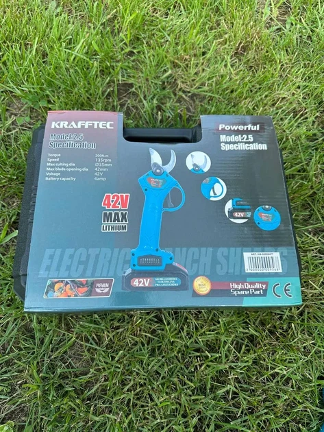 Аккумуляторный секатор Krafftec 42V 4Ah профессиональный электрический секатор портативный с 2 аккумуляторами и кейсом - изображение 5