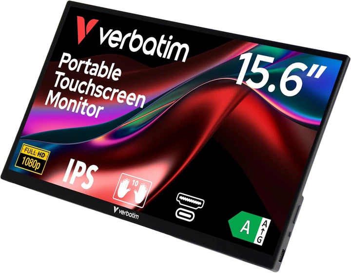 Монітор портативний сенсорний 15.6" Verbatim PMT-15 Full HD IPS 60 Гц Б/В - Фото 2 Монітор портативний сенсорний 15.6" Verbatim PMT-15 Full HD IPS 60 Гц Б/В - зображення 2