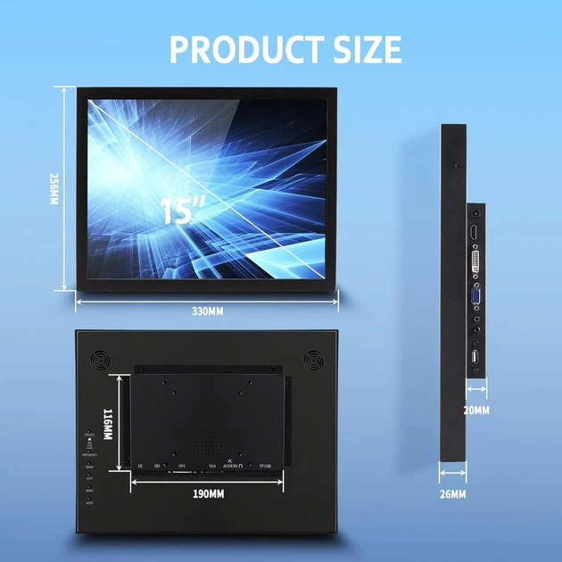 Монитор сенсорный портативный 15" VSDISPLAY VS150ZJ01-T HD IPS 60 Гц Б/В - изображение 4