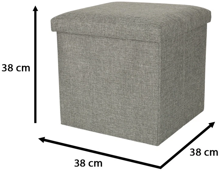 Puf składany KIK ze schowkiem 38×38×38 cm Szary (5903039739550) - obraz 3