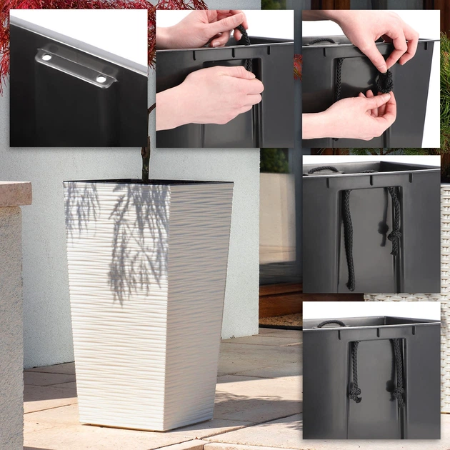 Квіткові горщики зі вставкою Kadax Tuluza K8064 25 см + 30 см + 35 см Кремові - зображення 5