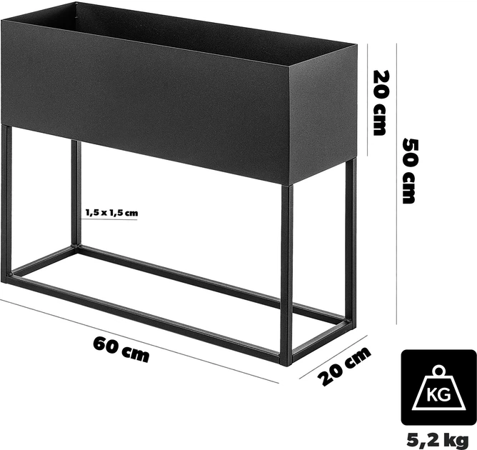 Квітник з горщиком Kadax 60x50 см Чорний (K10700) - зображення 8