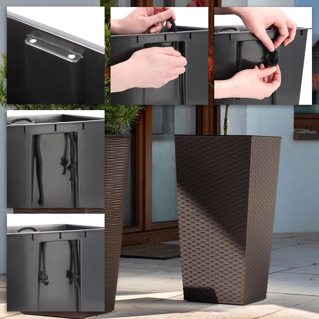Donice na kwiaty z wkładem Kadax Pesaro K8060 25 cm + 30 cm + 35 cm Mokka - obraz 8