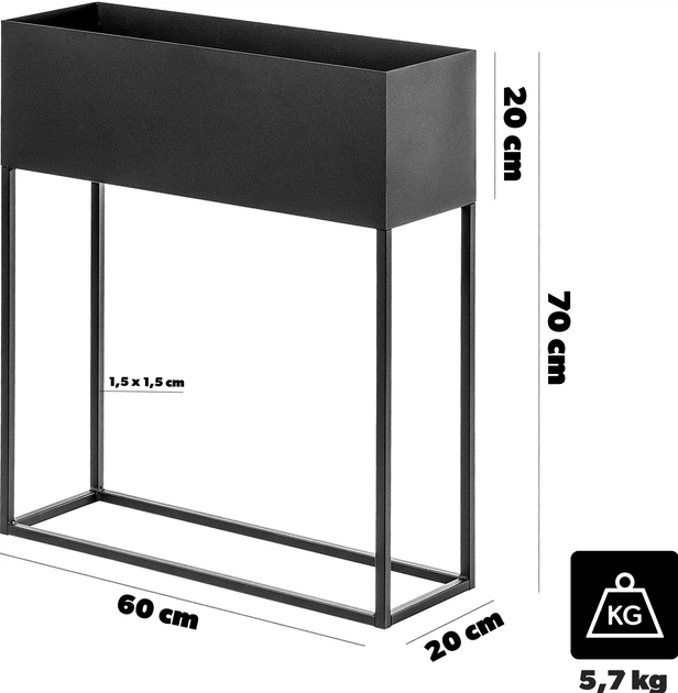 Квітник з горщиком Kadax 60x70 см Чорний (K10701) - зображення 7