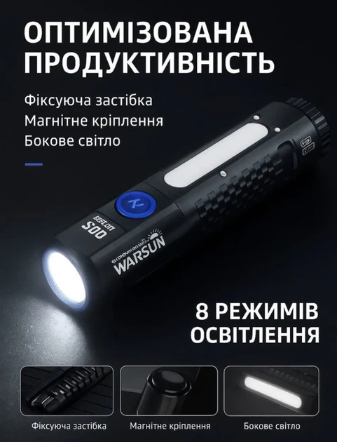 Ручний ліхтар WARSUN SQ03 з акумулятором 21700 - Фото 3 Ручний ліхтар WARSUN SQ03 з акумулятором 21700 - зображення 3