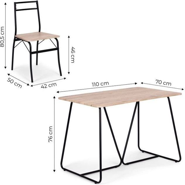 Zestaw mebli ModernHome by Multistore stół do jadalni 110 x 70 cm, 4 krzesła (PARIS-W) - obraz 10